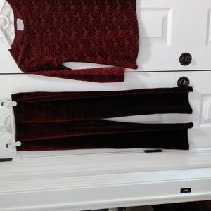 Vintage Plum Pudding Reddish/Brown Velvet Top and Pants Set